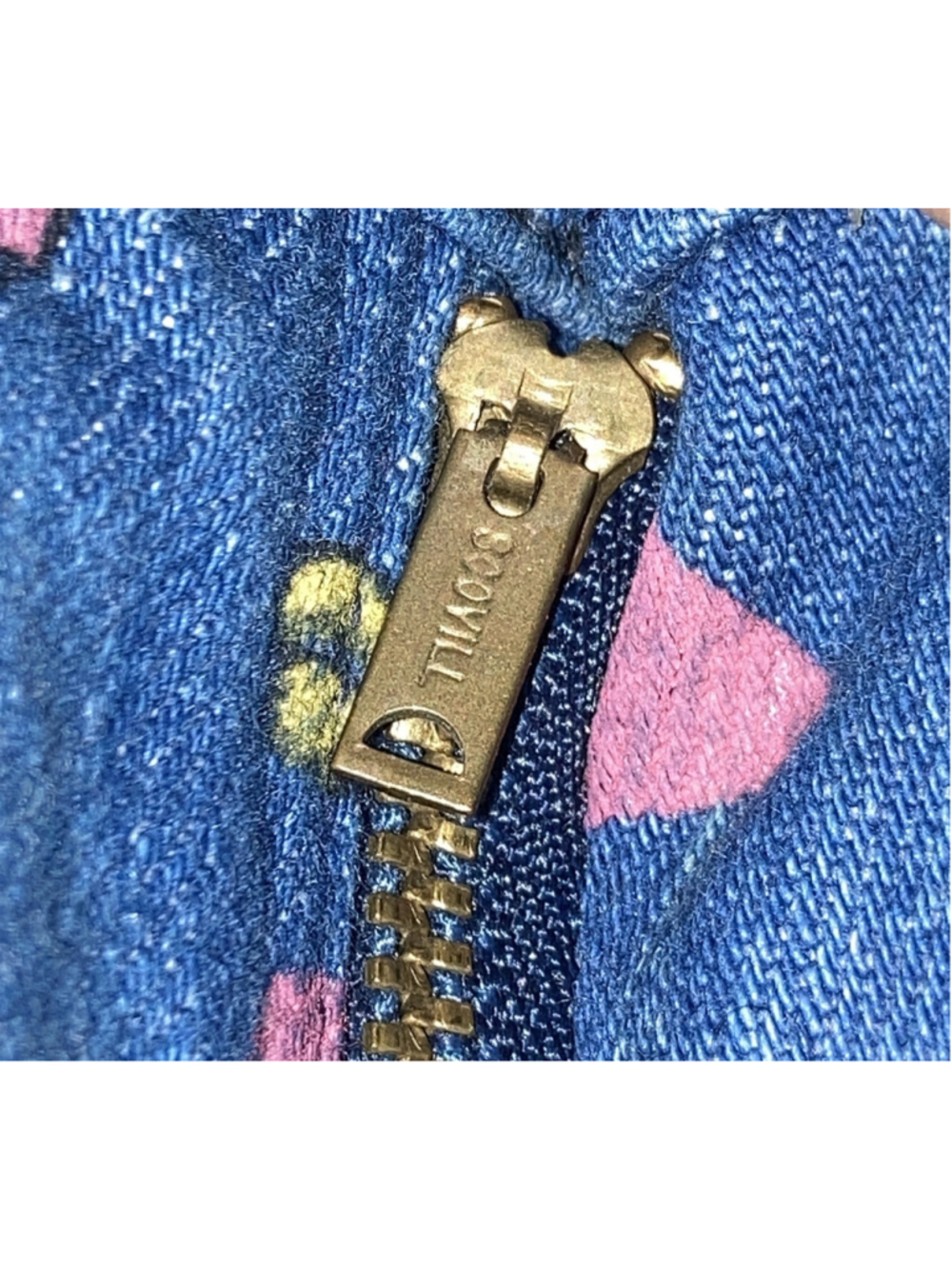 Vintage Wrangler Pink Flamingo Denim Blue Jeans New York All Over Print Womens 9 - Picture 13 of 16
